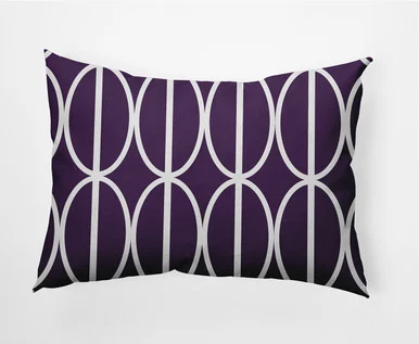 14″ x 20″ Purple and White Oval and Stripe Rectangular Outdoor Throw Pillow