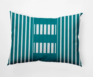 14″ x 20″ White and Blue Beach Blanket Outdoor Throw Pillow