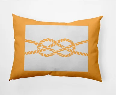 14″ x 20″ Yellow and White Nautical Knot Outdoor Throw Pillow