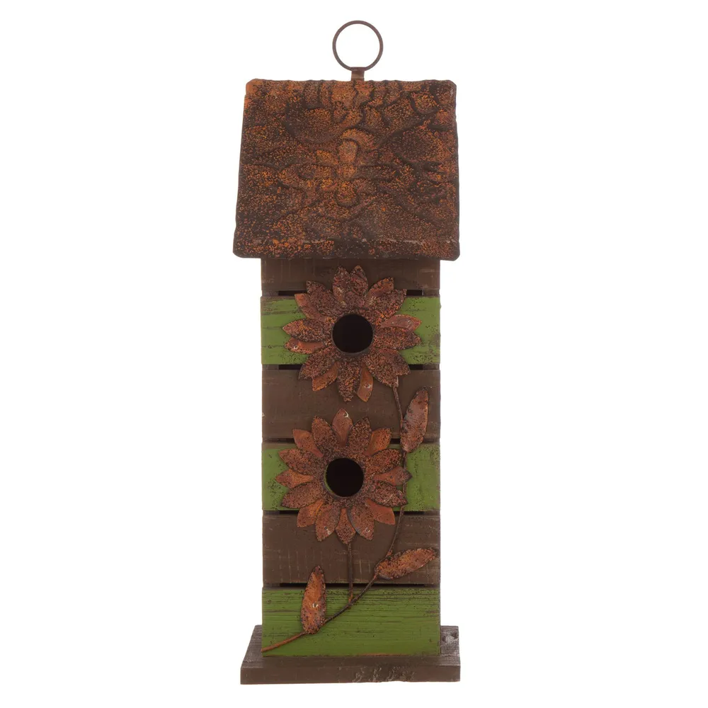 14.45″ Distressed Finish Wooden Birdhouse