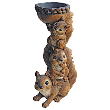 15″ 3 Squirrels Stacked on Totem Pole Outdoor Statue – Adorable Garden Accent