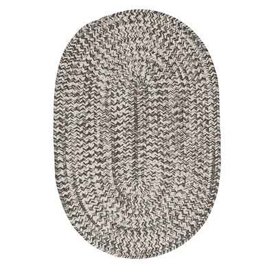 15′ x 20′ Gray and White All Purpose Handcrafted Reversible Oval Outdoor Area Throw Rug