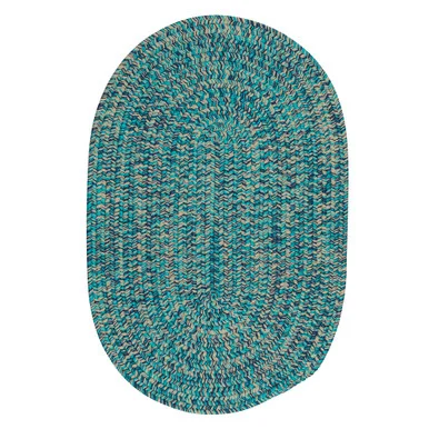 15′ x 20′ Turquoise Blue All Purpose Handmade Reversible Oval Mudroom Area Throw Rug