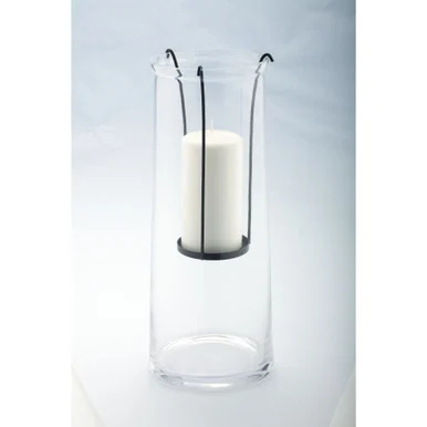 16.5″ Clear Glass Hurricane with Black Suspended Votive Candle Holder