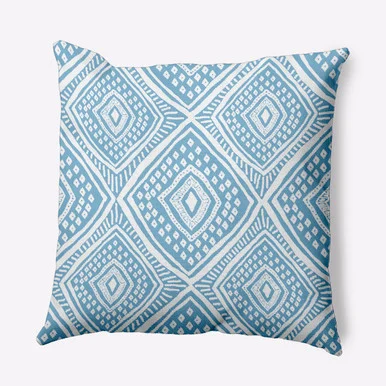 16″ x 16″ Blue and White Lil Diamond Jill Outdoor Throw Pillow