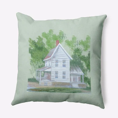 16″ x 16″ Green and White Farmhouse Decorative Outdoor Pillow