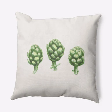 16″ x 16″ Ivory and White Artichoke Throw Pillow