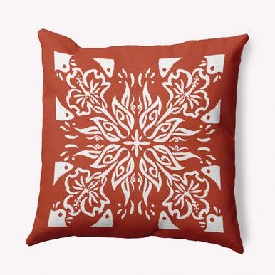 16″ x 16″ Orange and White Geometric Square Outdoor Throw Pillow