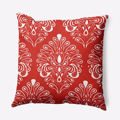 16″ x 16″ Orange and White Veranda Square Outdoor Throw Pillow
