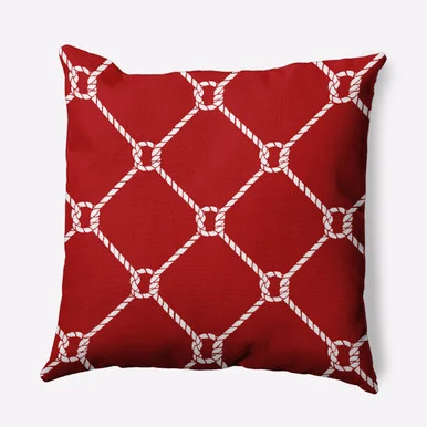 16″ x 16″ Red and White Ahoy Outdoor Throw Pillow