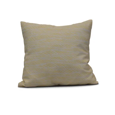 16″ x 16″ Yellow and Gray Rolling Waves Square Outdoor Throw Pillow