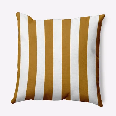 16″ x 16″ Yellow and White Rugby Stripe Outdoor Throw Pillow