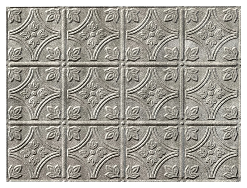 18 In. X 24 In. Thermoplastic Backsplash Panel, Cross Hatch Silver, Traditional 1