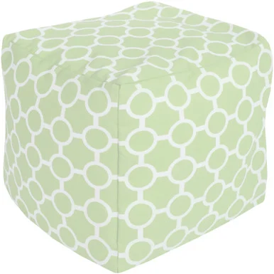 18″ Mint Green and Ivory Gated Spheres Square Outdoor Patio Pouf Ottoman