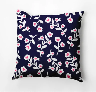 18″ x 18″ Blue and Pink Valentines Floral Outdoor Throw Pillow