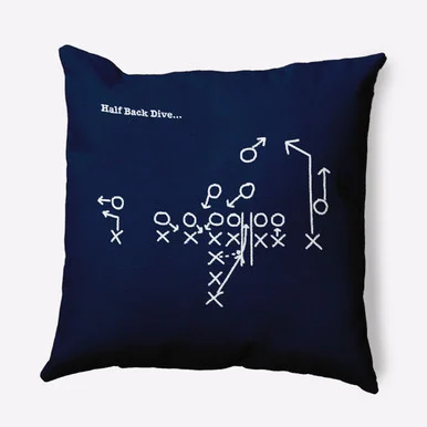 18″ x 18″ Blue and White “Half Back Dive…” Square Outdoor Throw Pillow