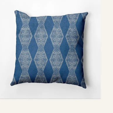 18″ x 18″ Blue and White Pyramid Stripe Outdoor Throw Pillow