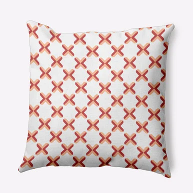 18″ x 18″ Orange and White Crisscross Outdoor Throw Pillow