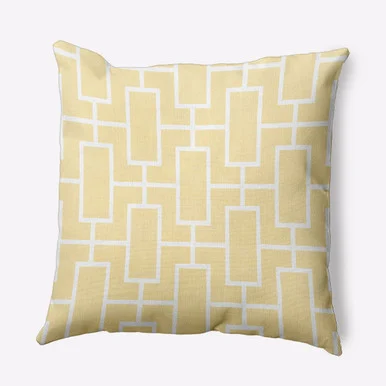18″ x 18″ Yellow and White Lattice Outdoor Throw Pillow