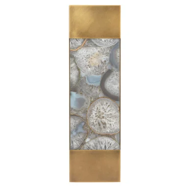 19″ Gray Leopold Rectangular Agate Resin and Antique Brass Wall Sconce