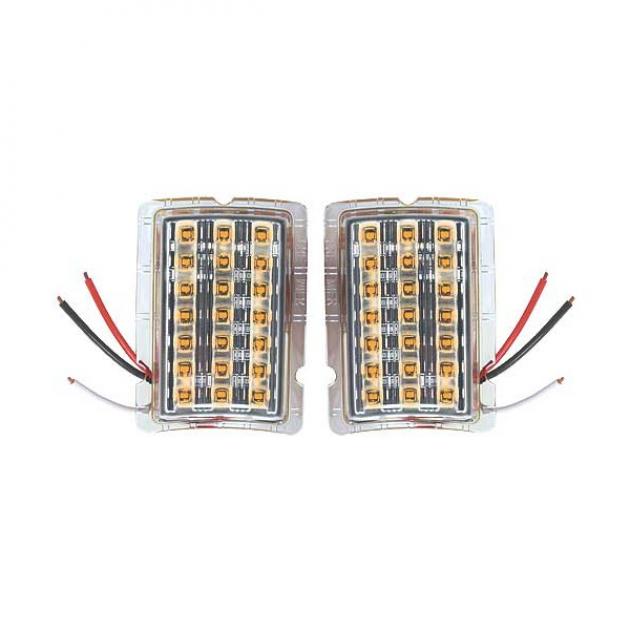 Parking Light Lens Led Inserts - Clear Lens - 21 Amber LEDS- 12 Volt - Ford Passenger