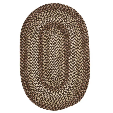 2.25′ x 3.8′ Brown and Beige Handcrafted Oval Outdoor Area Throw Rug