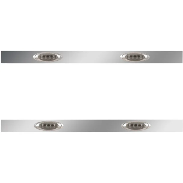 2.5 X 44 Inch Sleeper Panel W/ 2 P1 Amber/Smoked LED Lights For Peterbilt 567, 579 – Pair