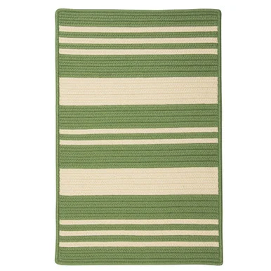2′ x 7′ Green and Beige All Purpose Striped Handcrafted Reversible Area Throw Rug Runner