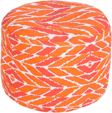20″ Bittersweet and Pumpkin Orange Wrapped Leaves Round Outdoor Patio Pouf Ottoman for Durable Comfort Outdoors