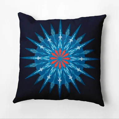 20″ x 20″ Blue and Red Sea Wheel Outdoor Throw Pillow