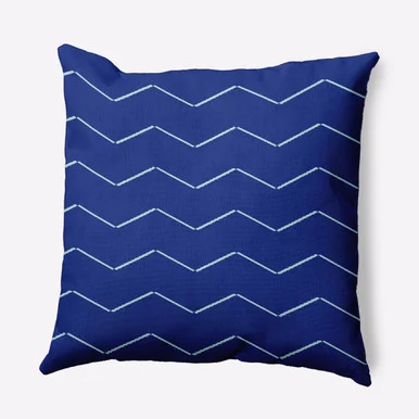 20″ x 20″ Blue and White Harlequin Stripe Outdoor Throw Pillow