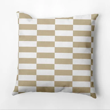 20″ x 20″ Brown and White Checkered Outdoor Throw Pillow