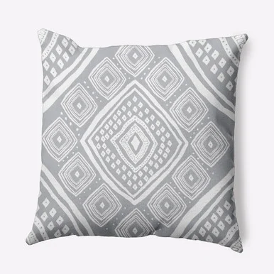 20″ x 20″ Gray and White Diamond Jill Outdoor Throw Pillow