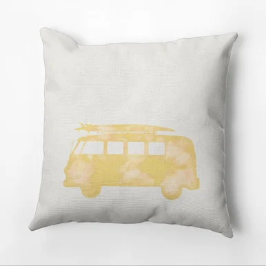 20″ x 20″ White and Yellow Van Outdoor Throw Pillow
