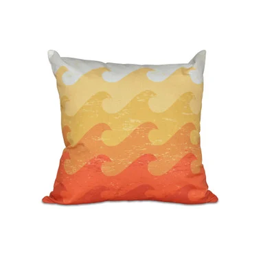 20″ x 20″ Yellow and Orange Deep Sea Waves Outdoor Throw Pillow