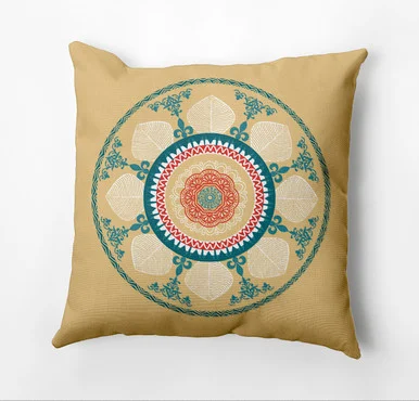 20″ x 20″ Yellow and Red Stained Glass Outdoor Throw Pillow