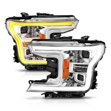 Anzo F-150 (w/o Fctry LED) Full LED Proj Headlights w/Light Bar Swtchbk Seq. Chrome w/Initiation (2018-2020)