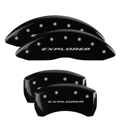 MGP Explorer Caliper Covers Front & Rear Engraved Black Finish w/ Silver Lettering – Explorer Logo (2011-2019)