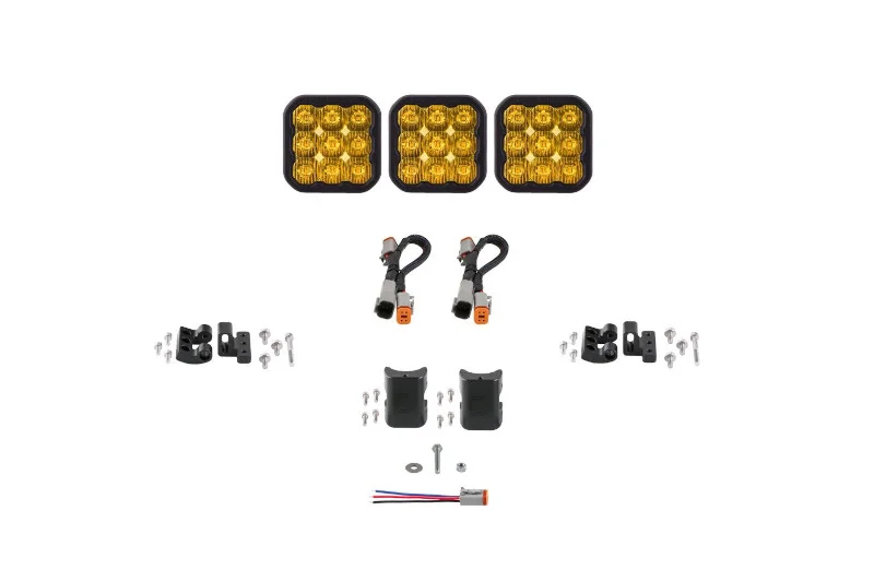 Diode Dynamics SS5 Sport Universal CrossLink 3-Pod Lightbar with Yellow Color & Driving Beam Pattern | DD7205