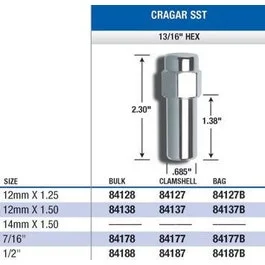 Gorilla 84127 – Cragar Sst Lug Nuts 12mm x 1.25 (Quantity: Pack Of 4)