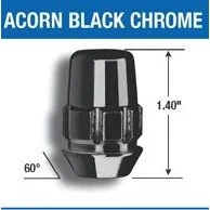 Gorilla 71631NBC – Acorn Black Chrome Gorilla Wheel Locks 12mm x 1.50 (Quantity: Pack Of 4)