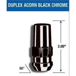 Gorilla 76641NBC – Duplex Acorn Black Chrome Gorilla Wheel Locks 14mm x 1.50 (Quantity: Pack Of 4)