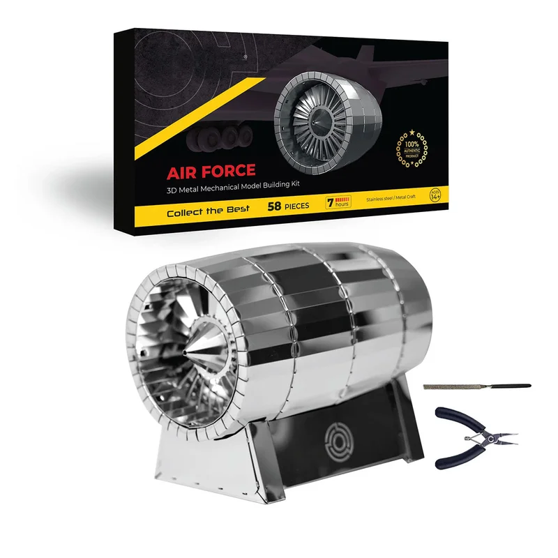 AIR FORCE JET TURBINE 3D Metal Aircraft Turbine Model Kit, Collectible Desktop Display for Aviation Lovers-58PCS