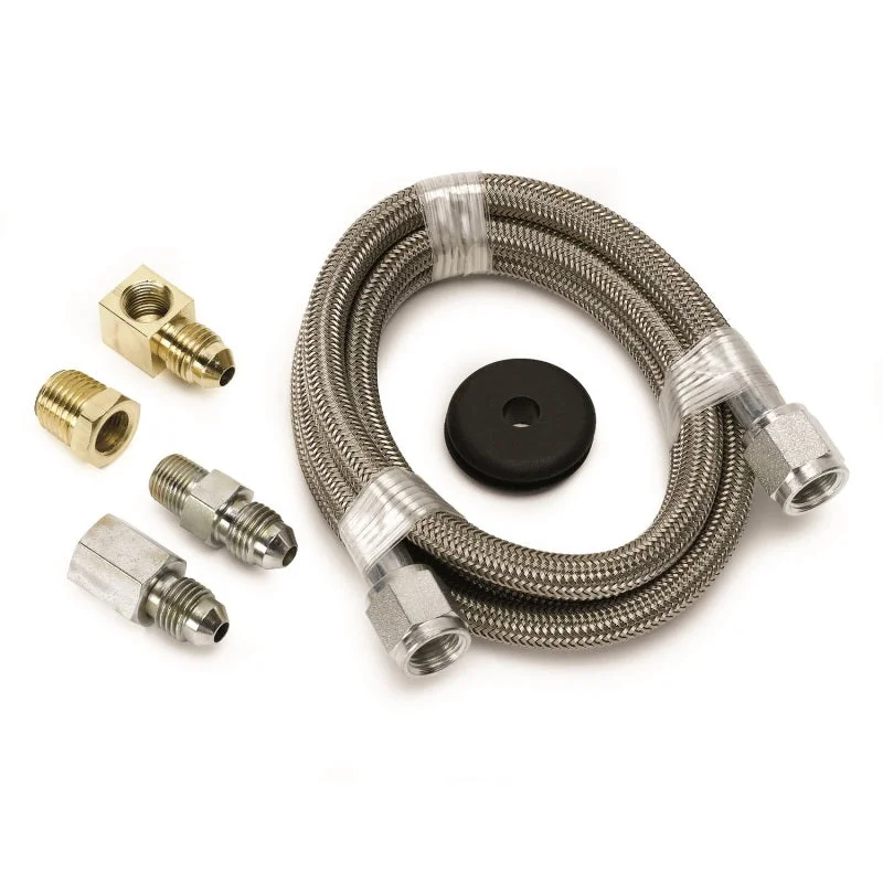 Autometer #4 Braided SS Line (-4AN) 4ft 3/16in ID Fittings (ATM3229)