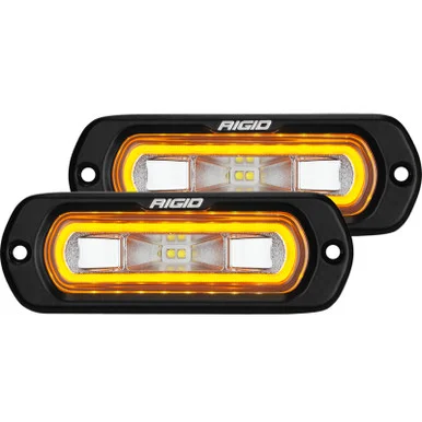 Rigid Industries SR-L Series Flush Mount LED Spreader Pair w/ Amber Halo – Universal – 53223
