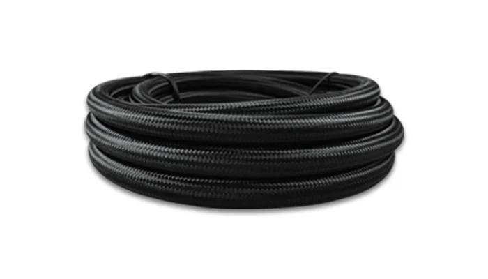 Vibrant 20ft Roll of Black Nylon Braided Flex Hose | -6an / ID 0.34″ (11976)