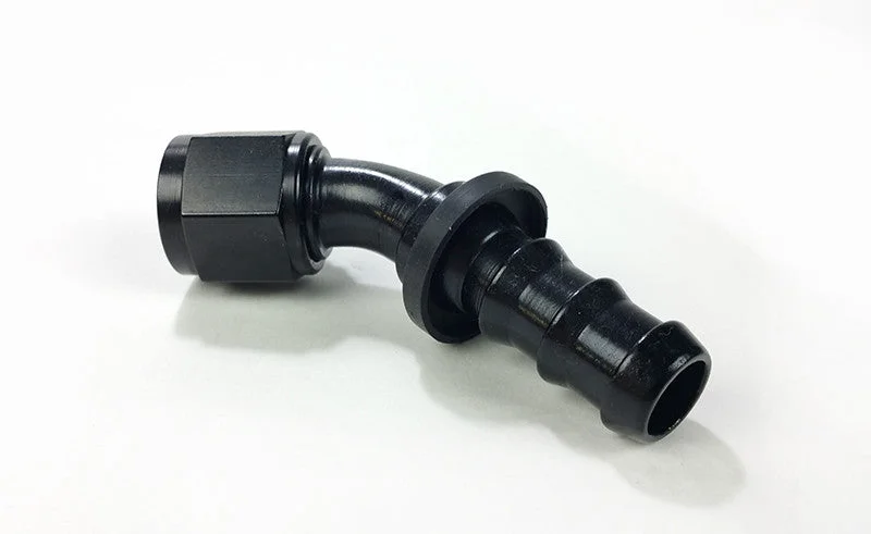 System1 Designs -6AN Black Anodized Finish 45 Degree Socketless Push Lock Hose End (5380)