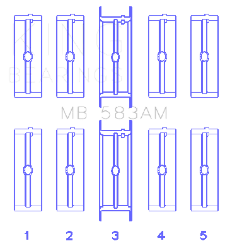 King Engine Bearings Ford 239/256/272/292 (Size .030) Crankshaft Main Bearing Set