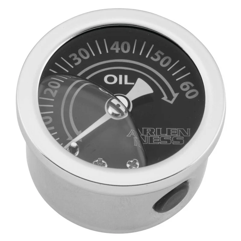 Arlen Ness 1.75in Chrome Deep Cut Oil Pressure Gauge Kit 15-665