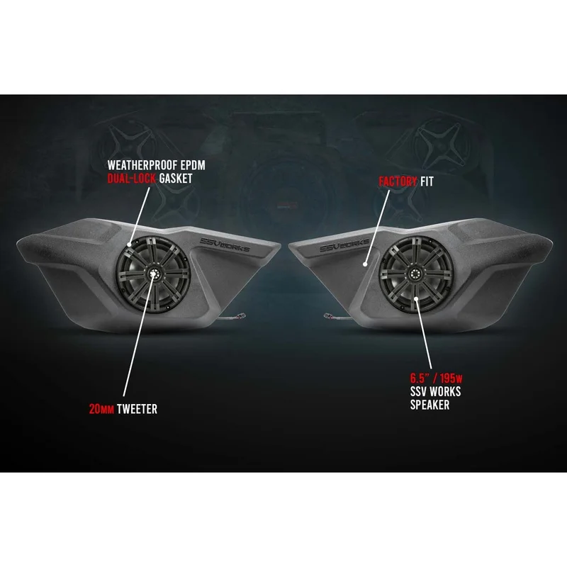 SSV Works Front Door 6.5″ Unloaded Speaker Pods For Polaris RZR Pro XP 2020-2022